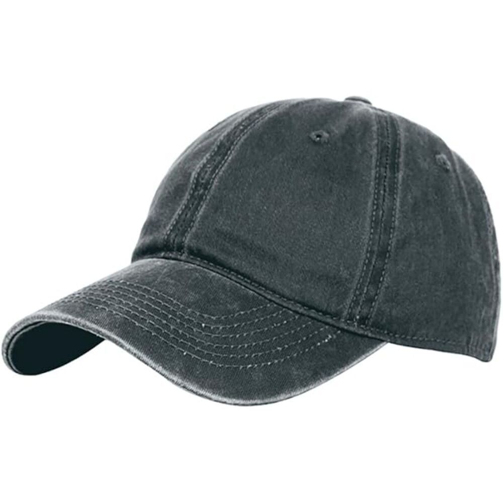 Unisex Black Washed Dyed 100% Cotton Adjustable Buckle Classic Baseball Hat